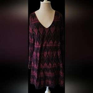 Express Aztec Print Long Sleeve Dress